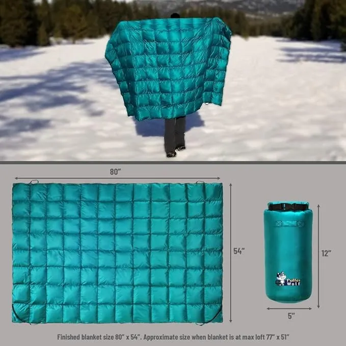 | Extra Large Double Insulated Outdoor Camping Blanket | 2X Puffy, Warm, Packable, Weatherproof, Durable, and Lightweight | Top Quilt for Hiking, Backpacking, Stadium Events, Picnic Use