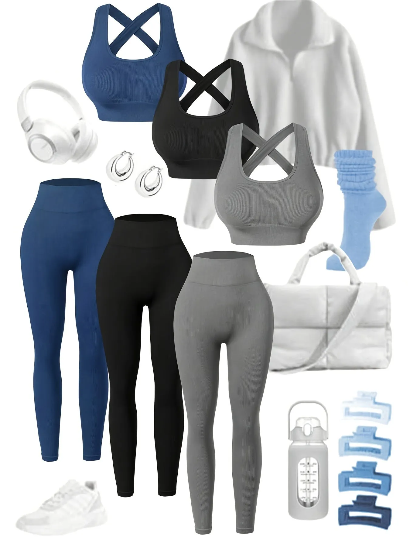 3-Pack High-Waisted Yoga Leggings Set – Seamless & Breathable
