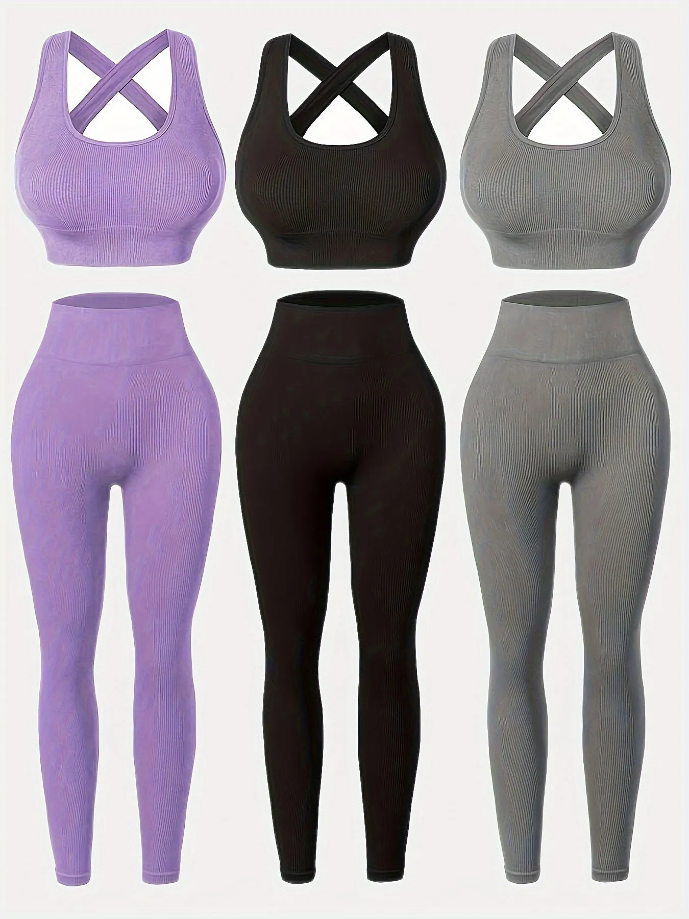 3-Pack High-Waisted Yoga Leggings Set – Seamless & Breathable