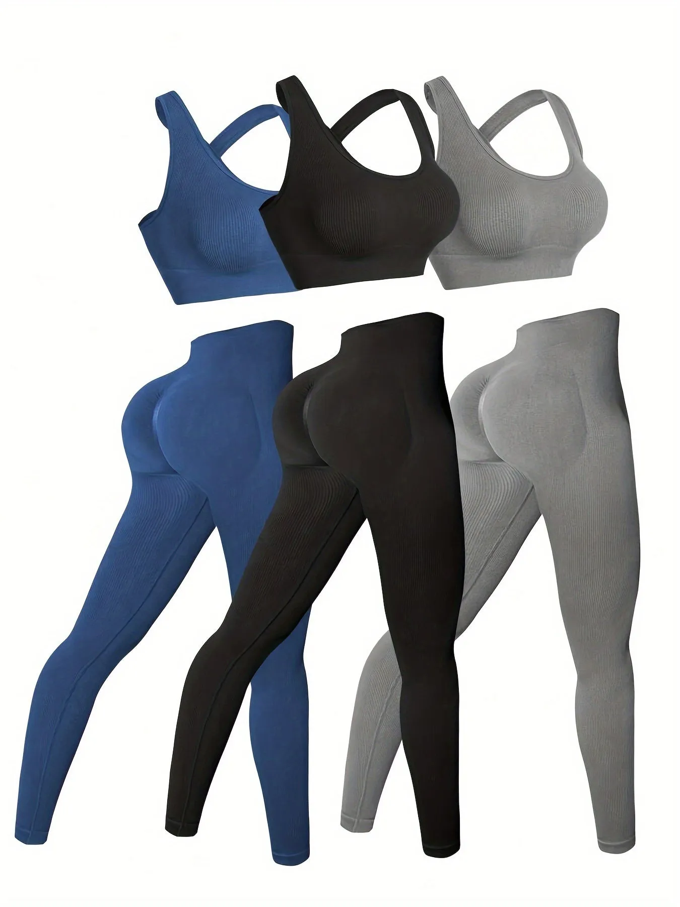 3-Pack High-Waisted Yoga Leggings Set – Seamless & Breathable
