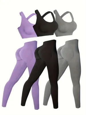 3-Pack High-Waisted Yoga Leggings Set – Seamless & Breathable