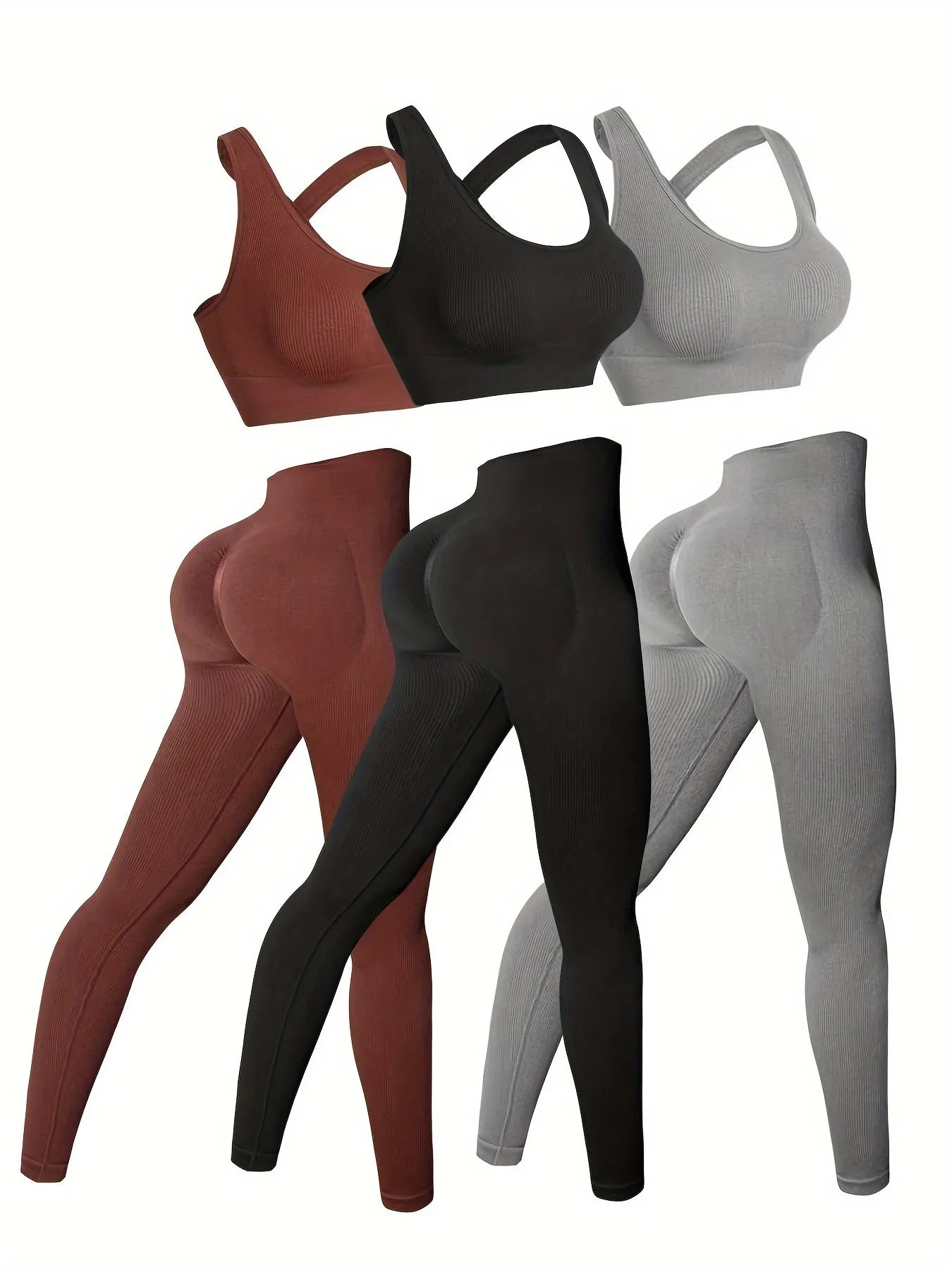 3-Pack High-Waisted Yoga Leggings Set – Seamless & Breathable