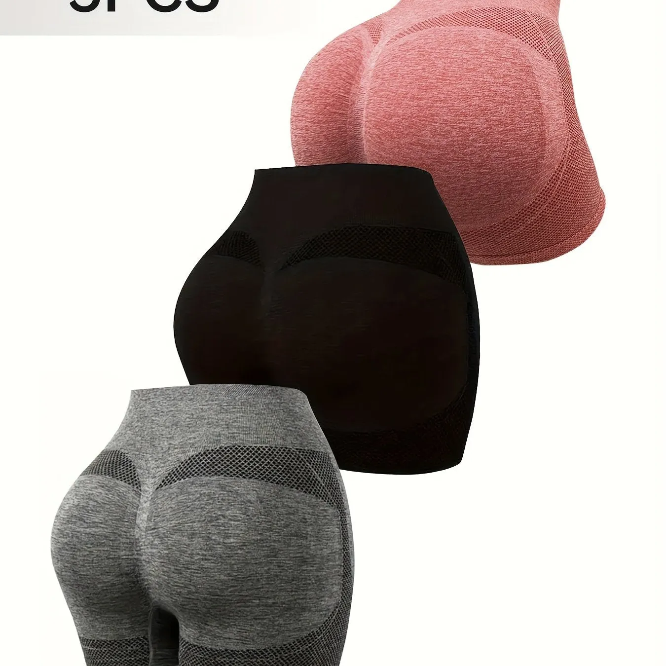 3pcs Plain Butt Lifting Shaping Shorts, High Waist Tummy Control Breathable Shorts, Women's Underwear & Shapewear
