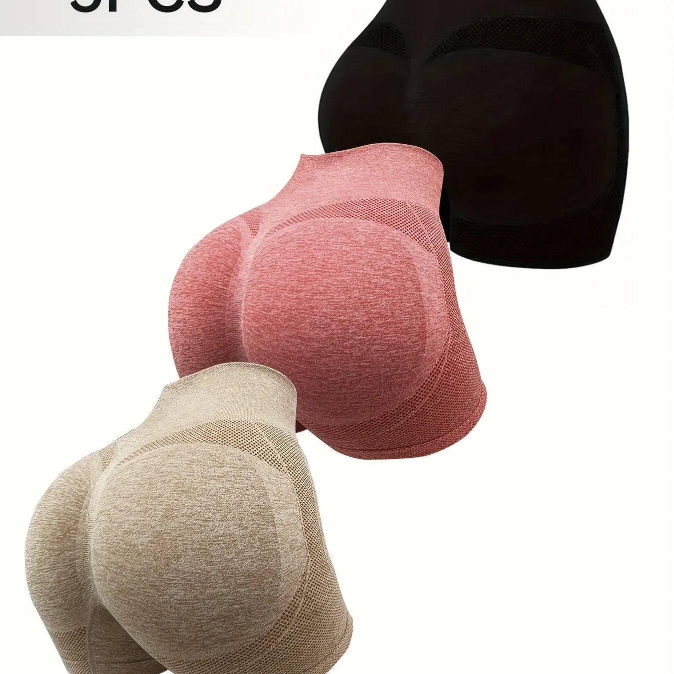 3pcs Plain Butt Lifting Shaping Shorts, High Waist Tummy Control Breathable Shorts, Women's Underwear & Shapewear