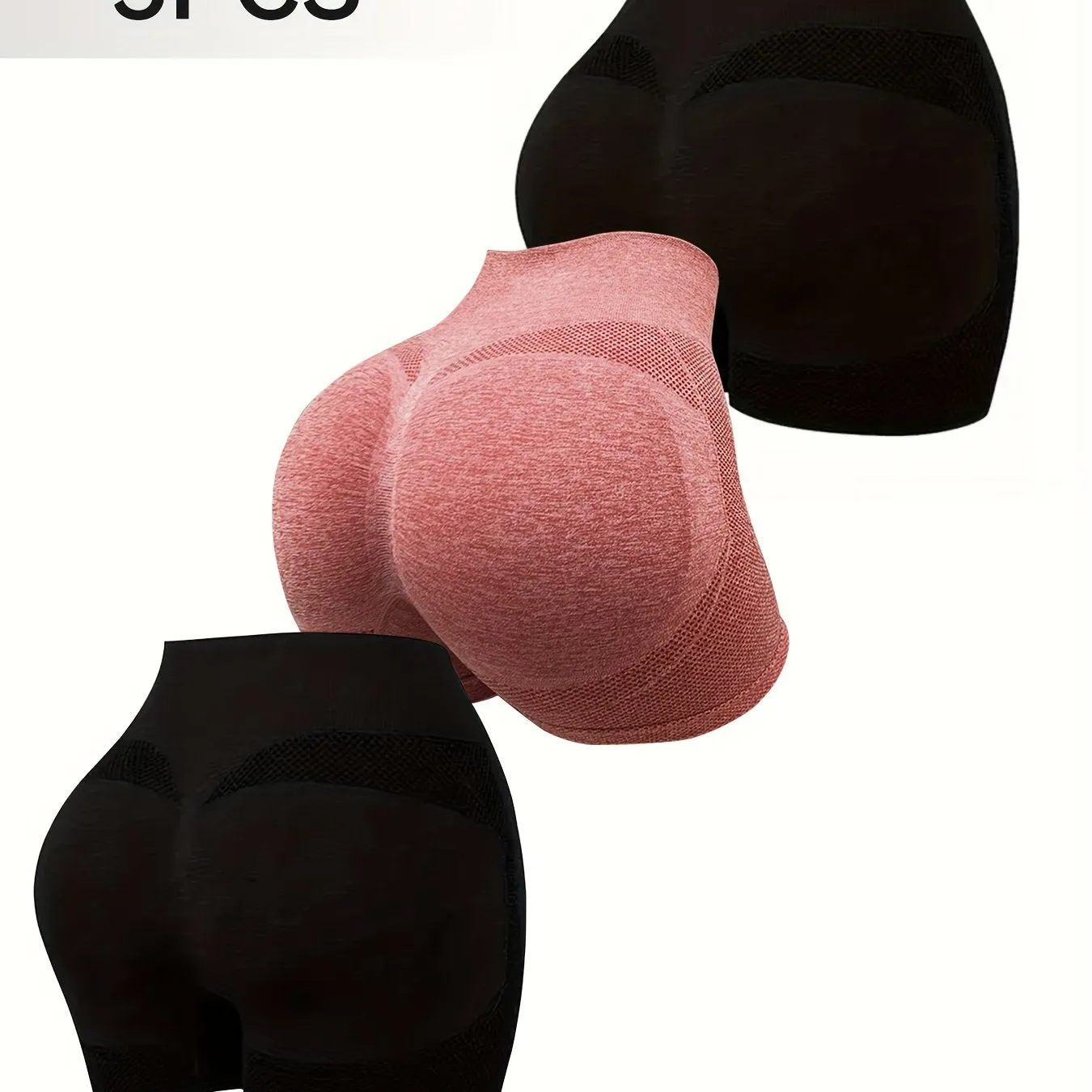 3pcs Plain Butt Lifting Shaping Shorts, High Waist Tummy Control Breathable Shorts, Women's Underwear & Shapewear