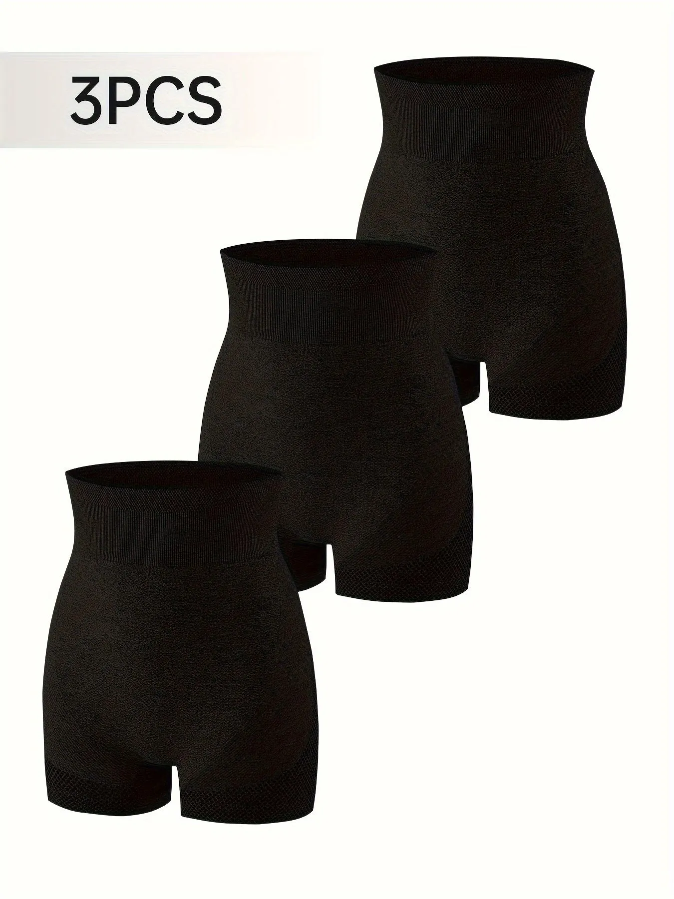 3pcs Plain Butt Lifting Shaping Shorts, High Waist Tummy Control Breathable Shorts, Women's Underwear & Shapewear