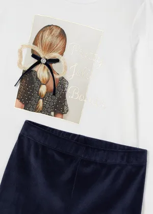 4705 Mayoral Pretty Bow Detail Velour Leggings Set