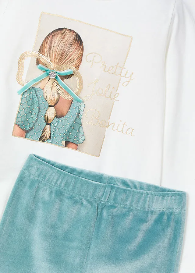 4705 Mayoral Pretty Bow Detail Velour Leggings Set