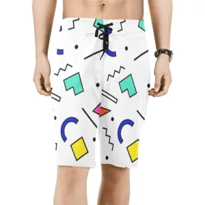 90s White Design Pattern Men's All Over Print Relaxed-Fit Shorts