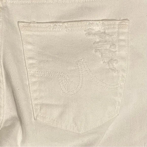 AG Adriano Goldschmied The Nikki White Relaxed Skinny Distressed Shorts Size 28