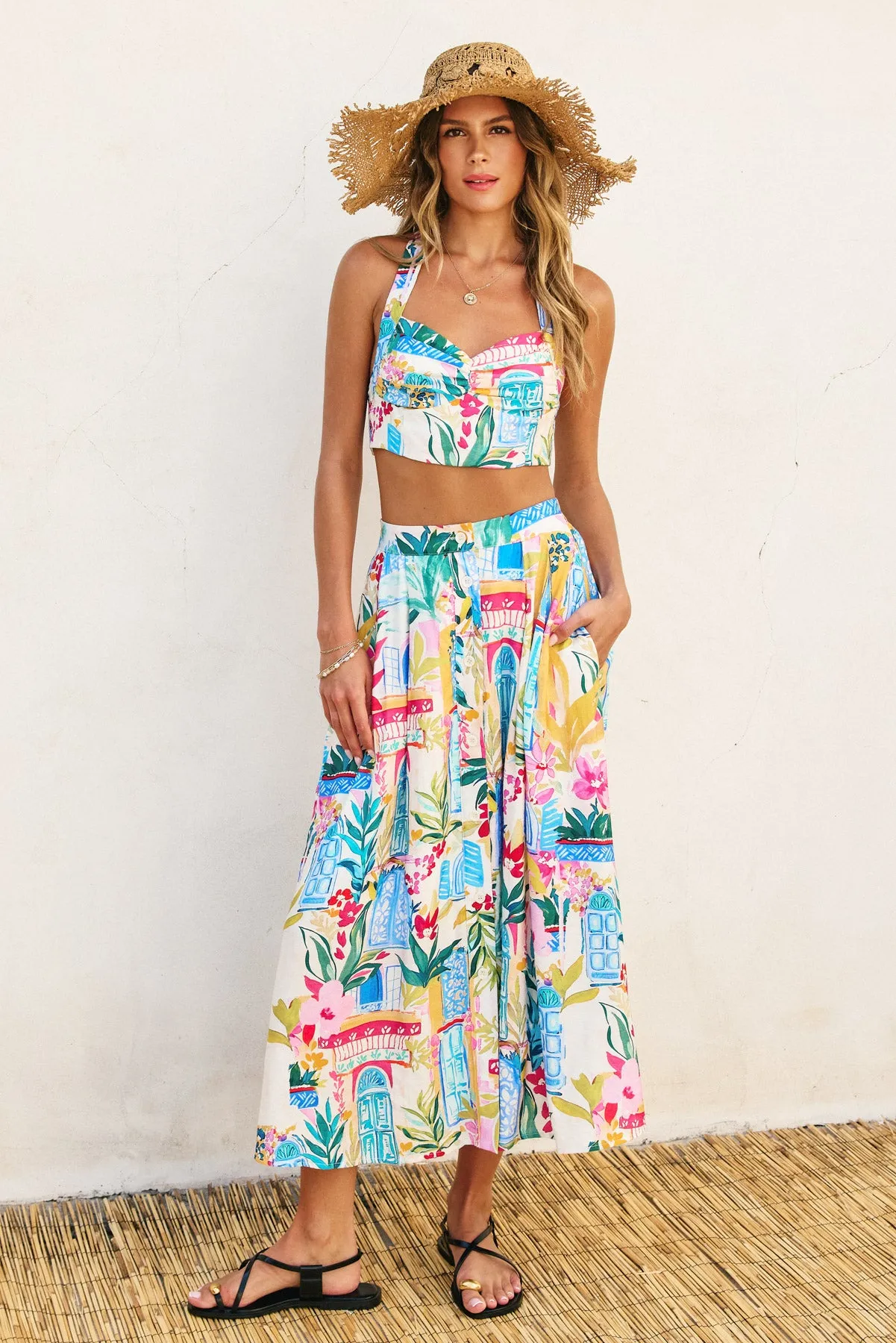 Anise Halter Neck Crop Top