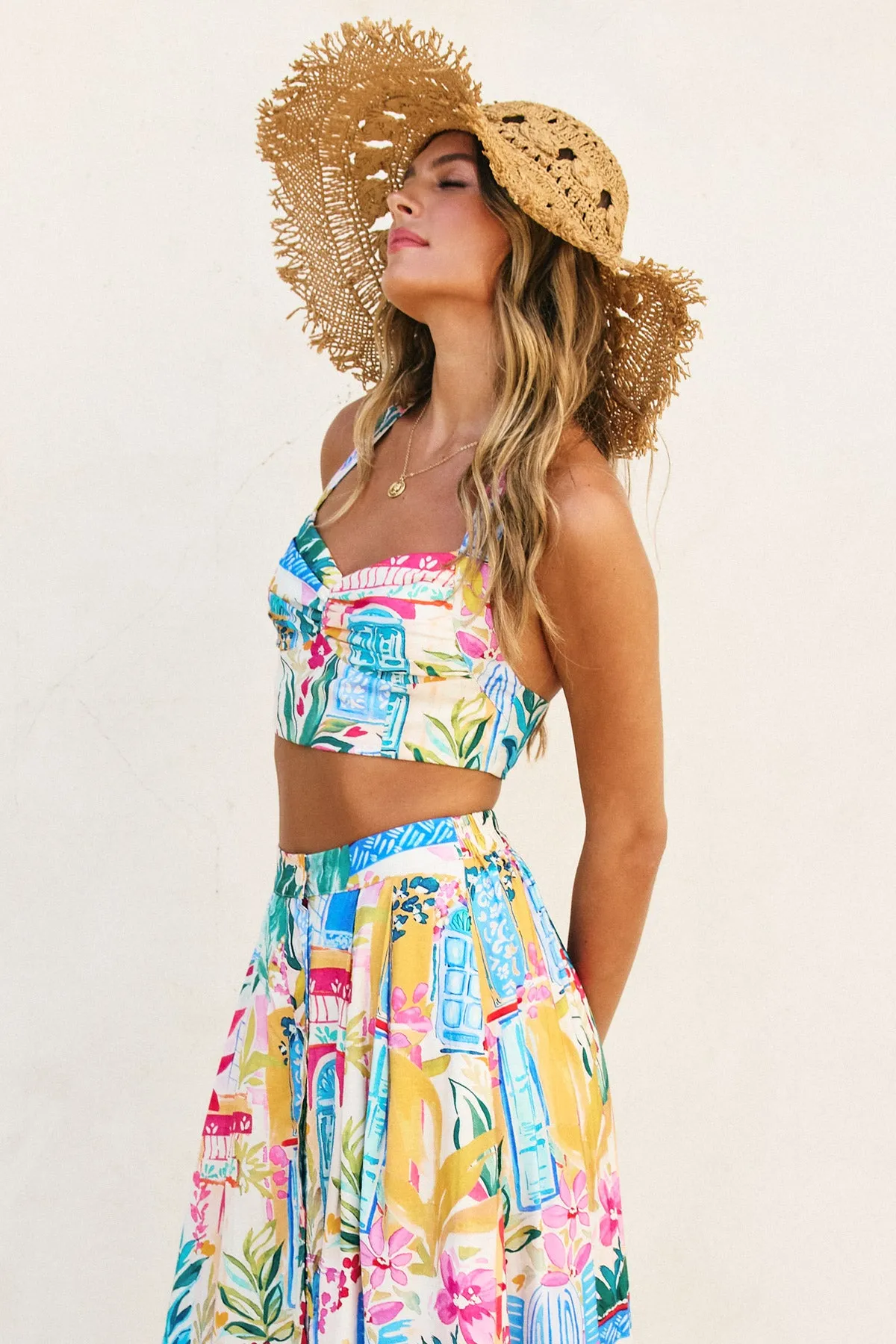 Anise Halter Neck Crop Top