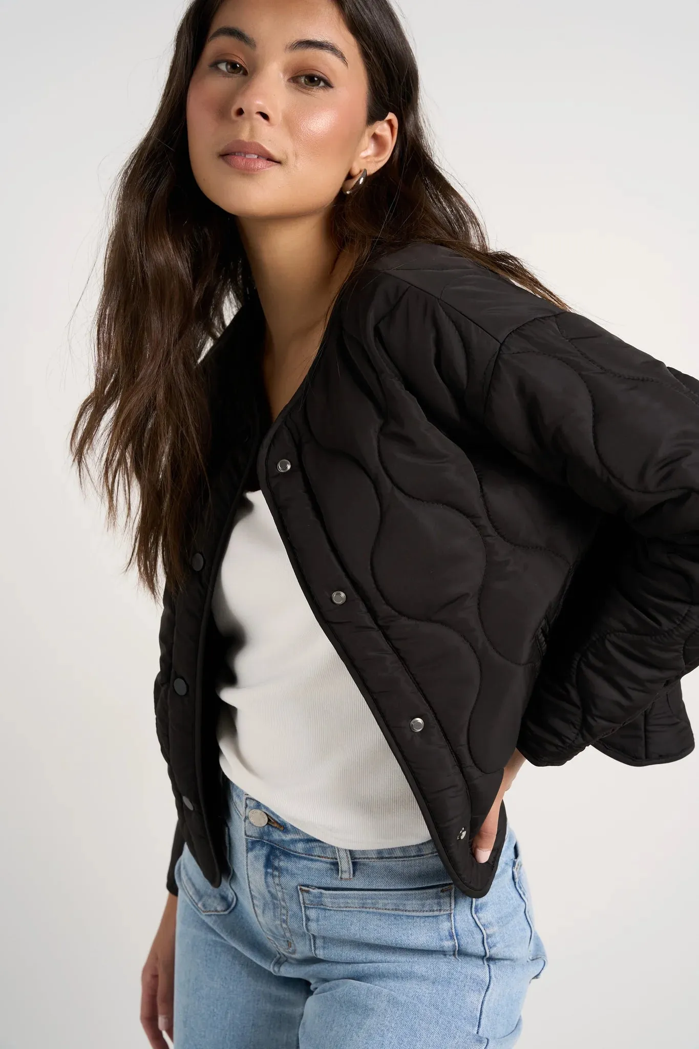 Apex Collarless Puffer Jacket - Black - Preorder