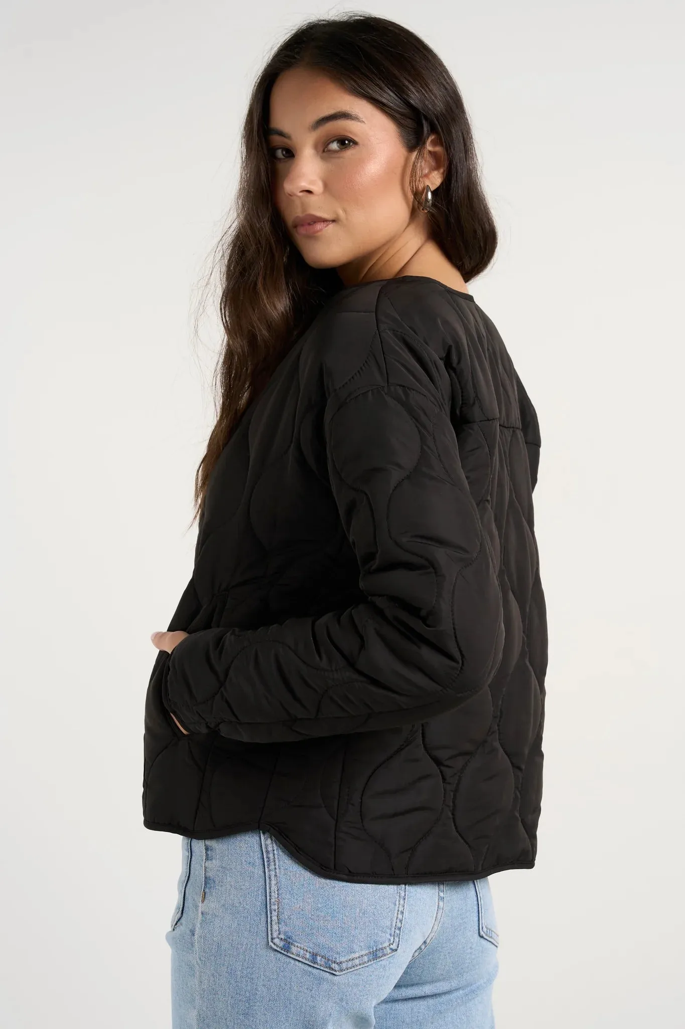 Apex Collarless Puffer Jacket - Black - Preorder