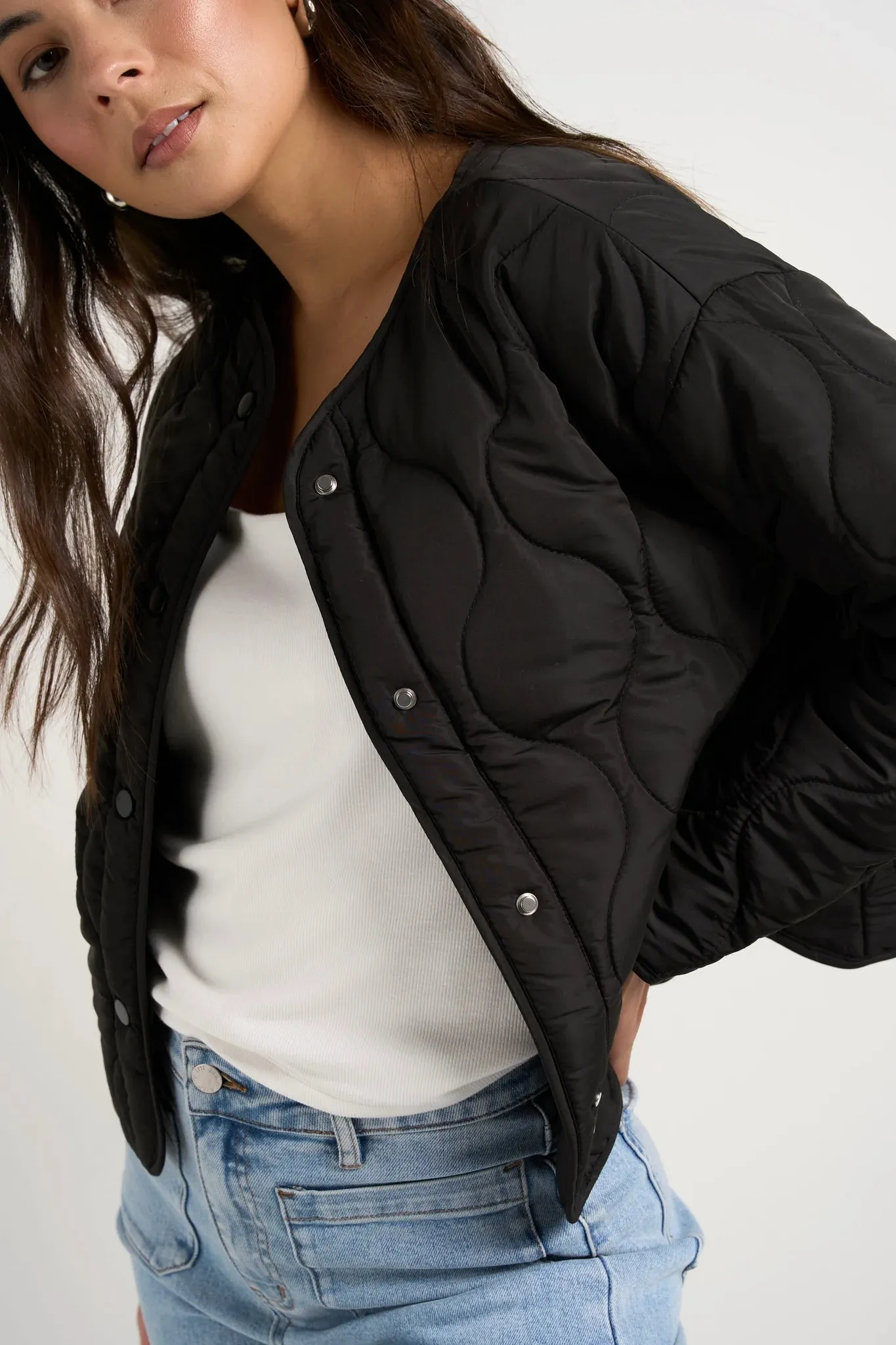 Apex Collarless Puffer Jacket - Black - Preorder