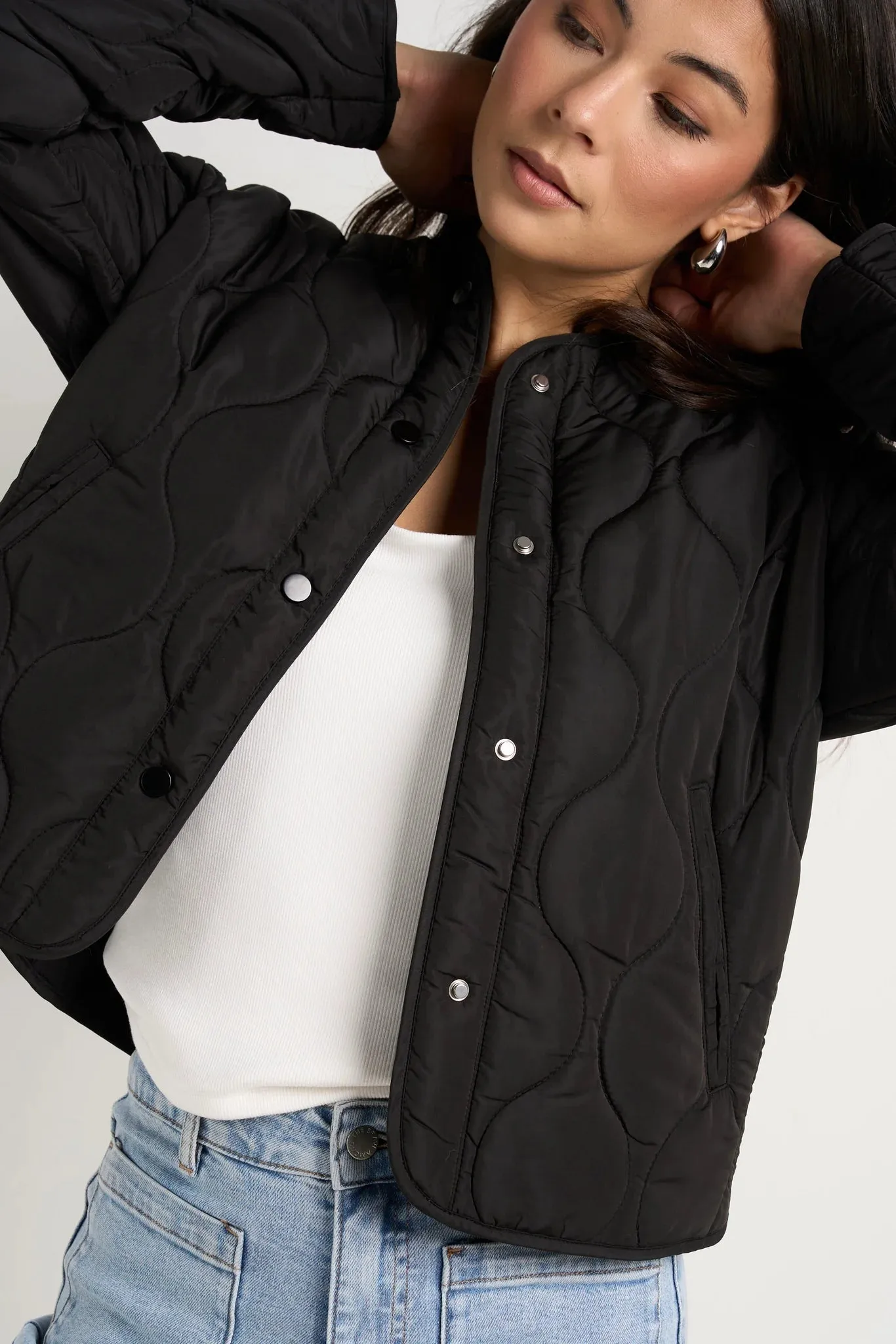 Apex Collarless Puffer Jacket - Black - Preorder