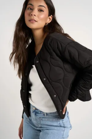 Apex Collarless Puffer Jacket - Black - Preorder