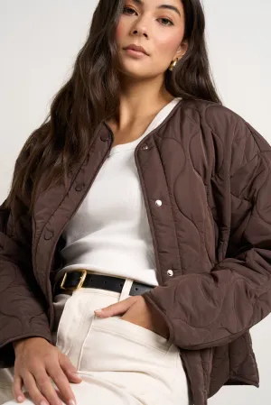Apex Collarless Puffer Jacket - Chocolate