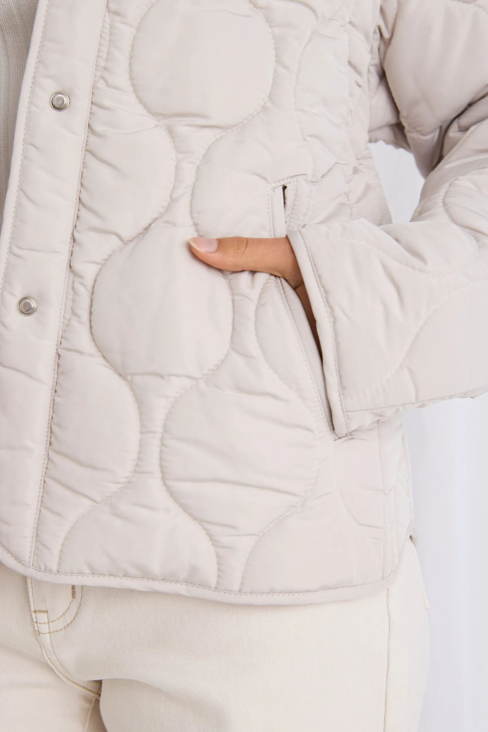 Apex Collarless Puffer Jacket - Putty - Preorder