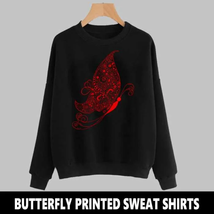 BLACK BUTTERFLY PRINTED SWEAT SHIRTS
