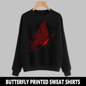 BLACK BUTTERFLY PRINTED SWEAT SHIRTS
