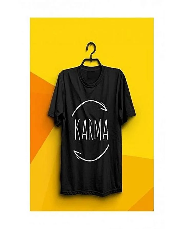 Black Karma Cotton Printed T-Shirt For Women