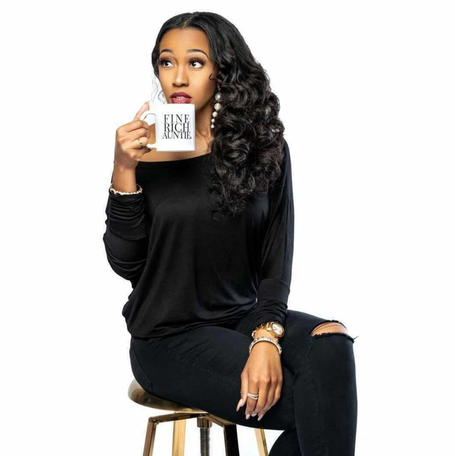 Black Off The Shoulder Dolman Sleeve Top