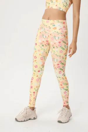 Bloom Flow High Waisted Leggings – Buttery Soft Yoga Pants with Pastel Floral Print