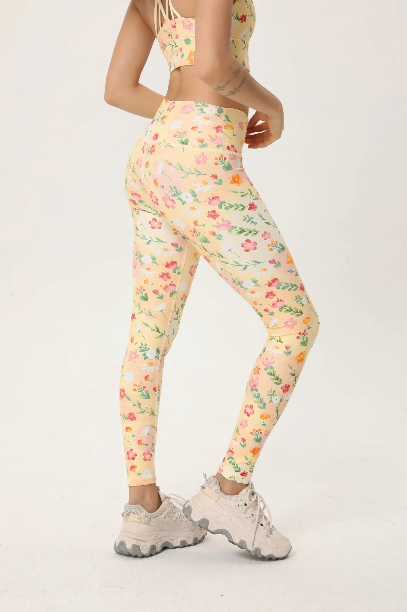 Bloom Flow High Waisted Leggings – Buttery Soft Yoga Pants with Pastel Floral Print