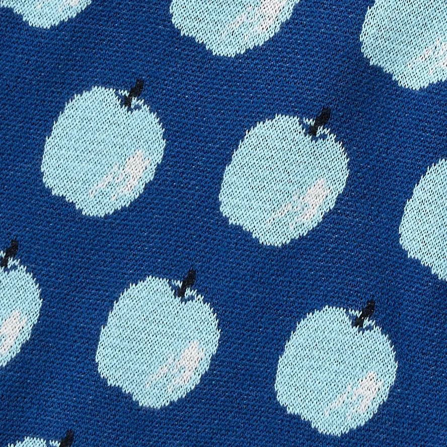BLUE BERMUDAS WITH APPLE PATTERN