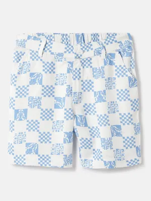 Blue Giraffe Kids White Regular Fit Printed Shorts