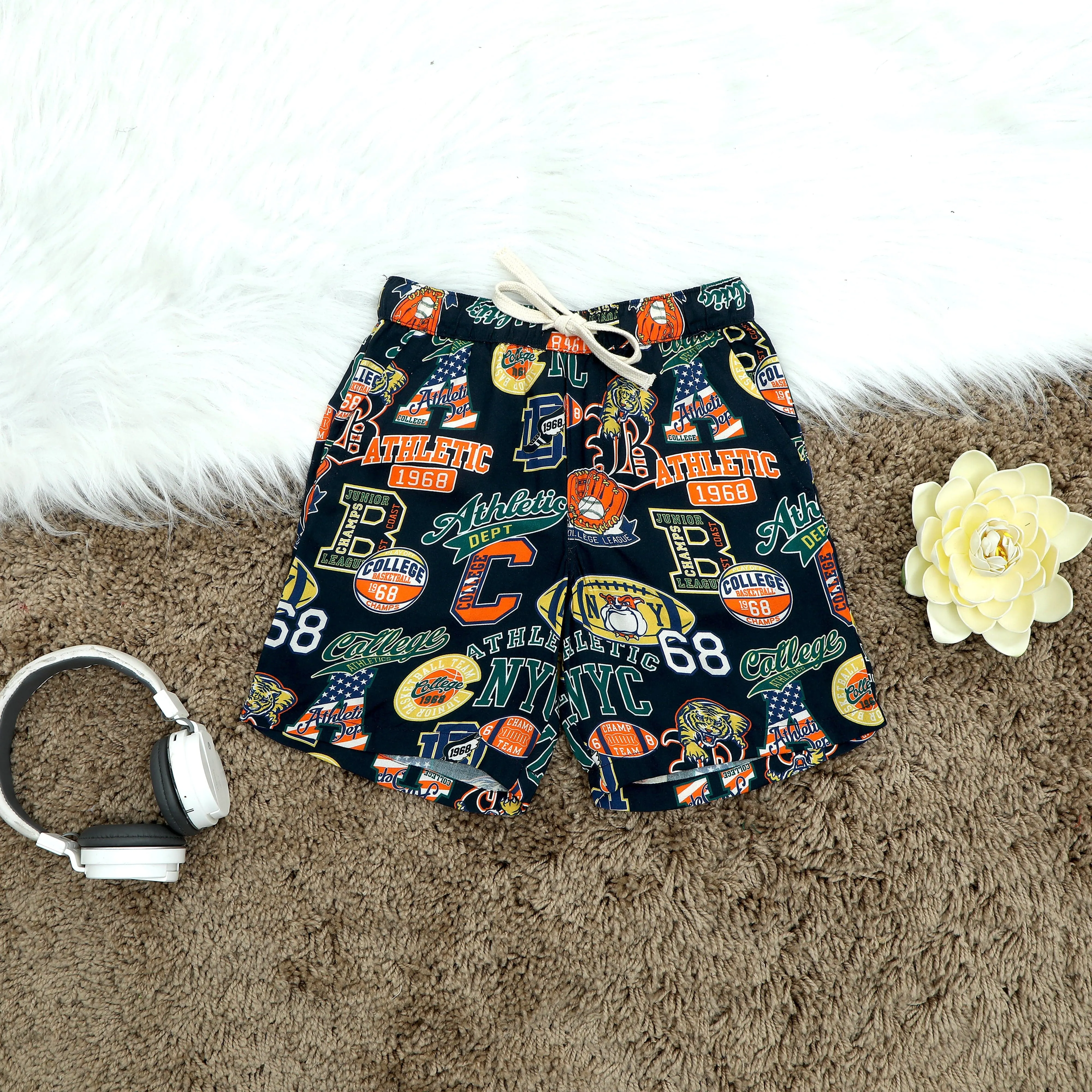 Boys Sports Print Short Navy Blue