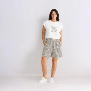 Broadway Short White w Black Stripe