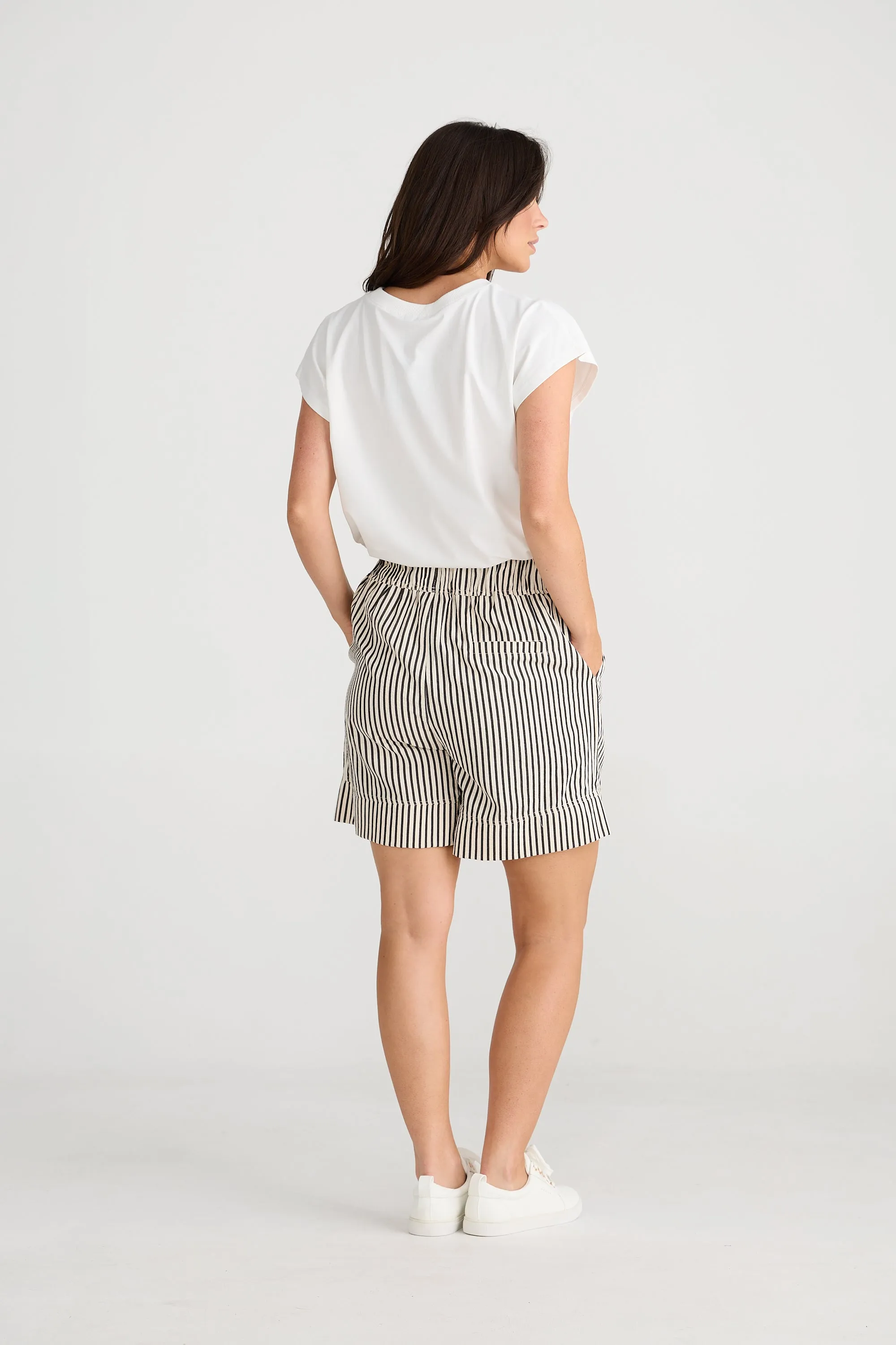 Broadway Short White w Black Stripe