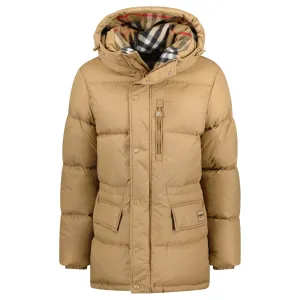 BURBERRY HAWORTH MID LENGTH PUFFER JACKET BEIGE