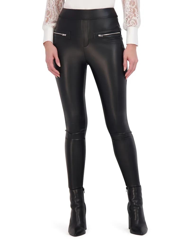 Butter Vegan Leather Legging with Zipper Trim