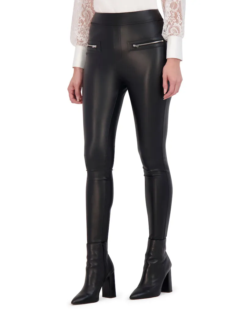 Butter Vegan Leather Legging with Zipper Trim