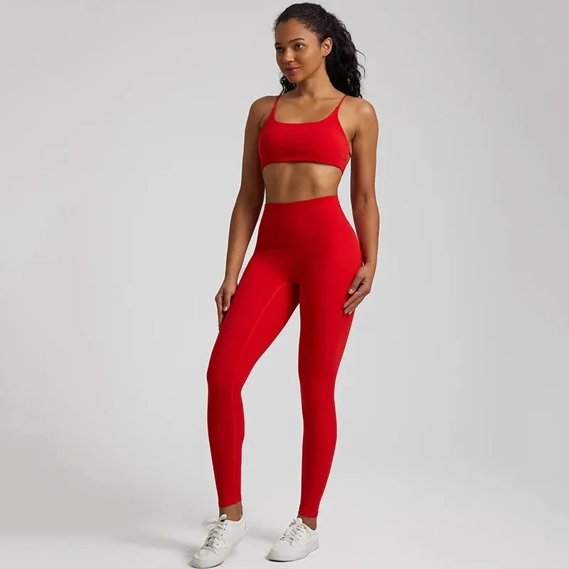 Buttery Soft Two Piece Gym Set for Women - Backless Sports Bra and Gym Leggings