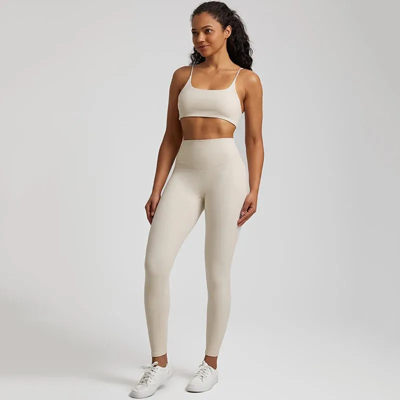 Buttery Soft Two Piece Gym Set for Women - Backless Sports Bra and Gym Leggings