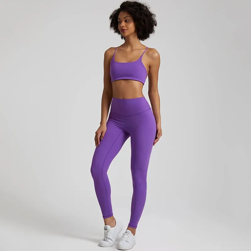 Buttery Soft Two Piece Gym Set for Women - Backless Sports Bra and Gym Leggings