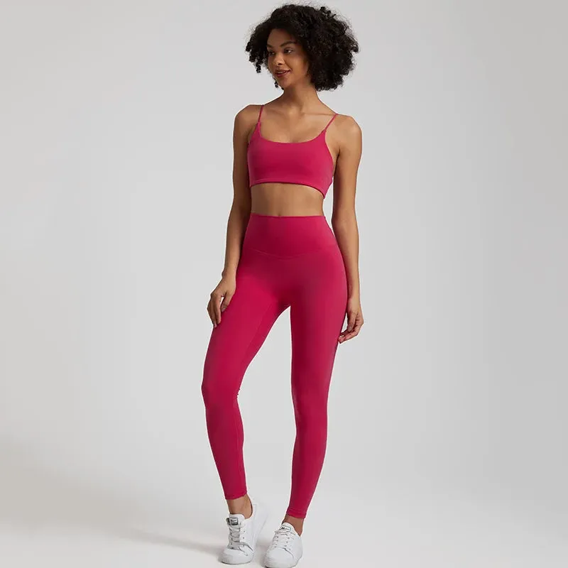 Buttery Soft Two Piece Gym Set for Women - Backless Sports Bra and Gym Leggings