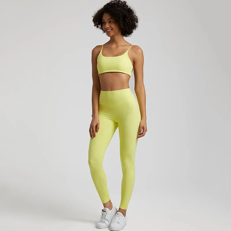 Buttery Soft Two Piece Gym Set for Women - Backless Sports Bra and Gym Leggings