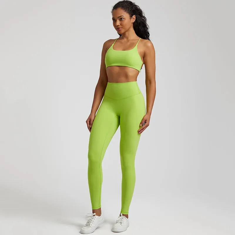 Buttery Soft Two Piece Gym Set for Women - Backless Sports Bra and Gym Leggings