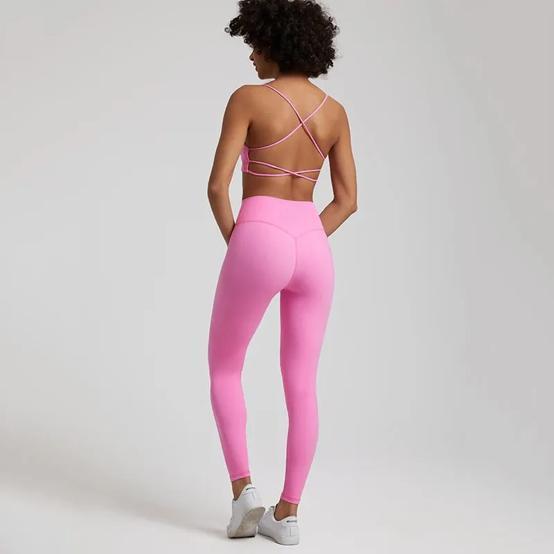 Buttery Soft Two Piece Gym Set for Women - Backless Sports Bra and Gym Leggings
