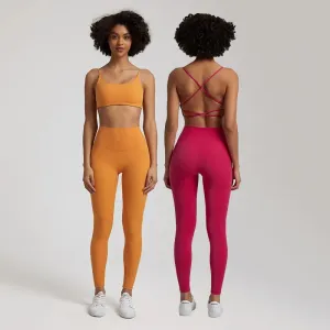 Buttery Soft Two Piece Gym Set for Women - Backless Sports Bra and Gym Leggings