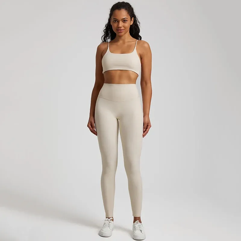 Buttery Soft Two Piece Gym Set for Women - Backless Sports Bra and Gym Leggings