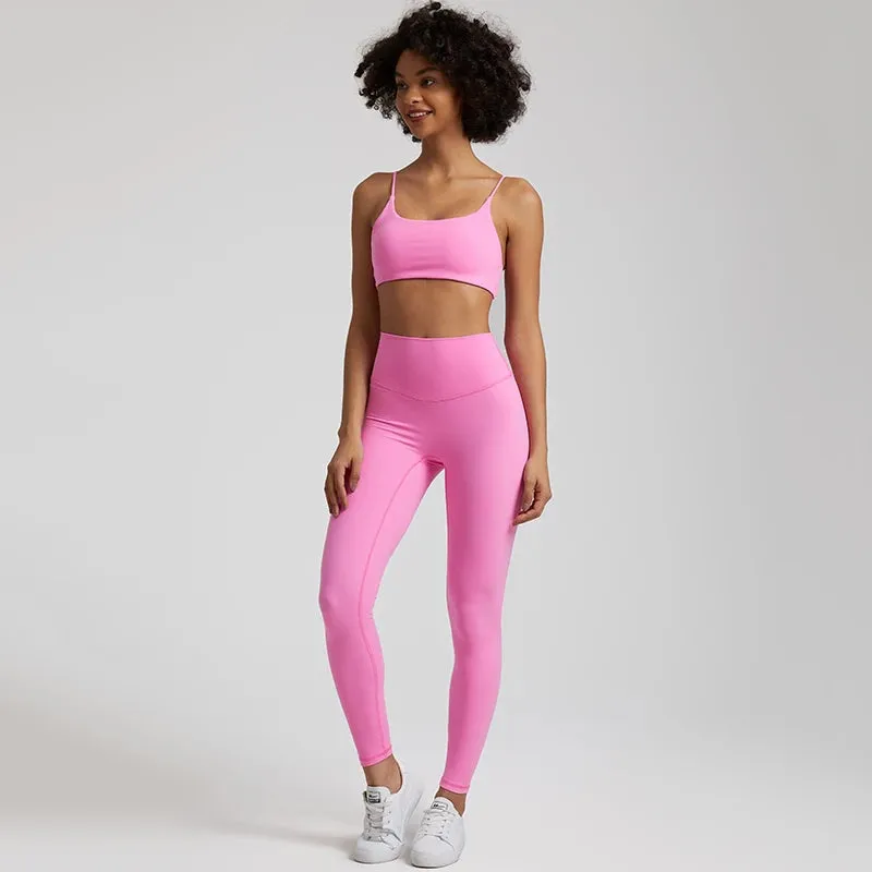 Buttery Soft Two Piece Gym Set for Women - Backless Sports Bra and Gym Leggings