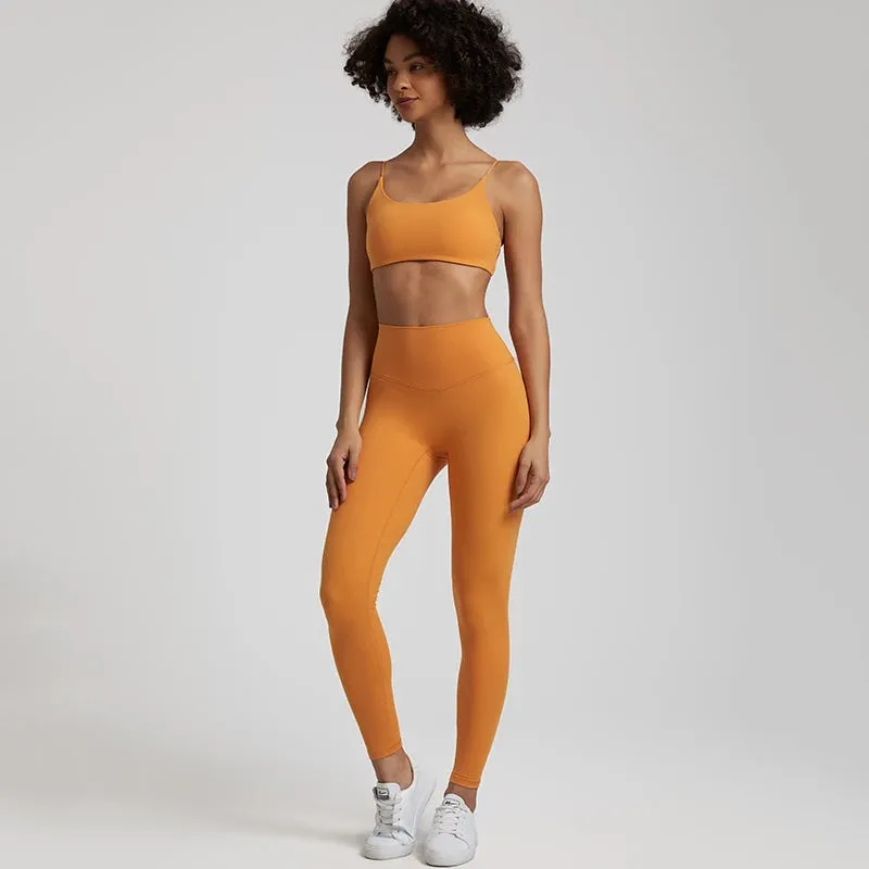 Buttery Soft Two Piece Gym Set for Women - Backless Sports Bra and Gym Leggings