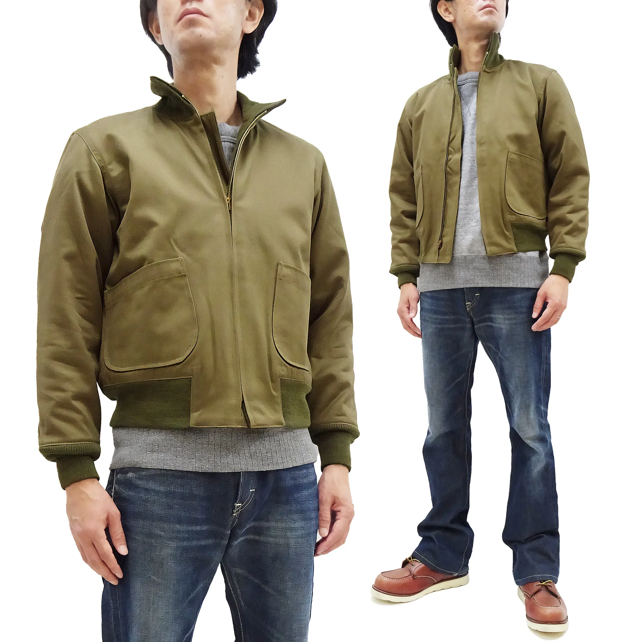 Buzz Rickson Plain Tanker Jacket Men's Reproduction US Army 1941 1st Pattern Tank Jacket BR14860 Olive Drab
