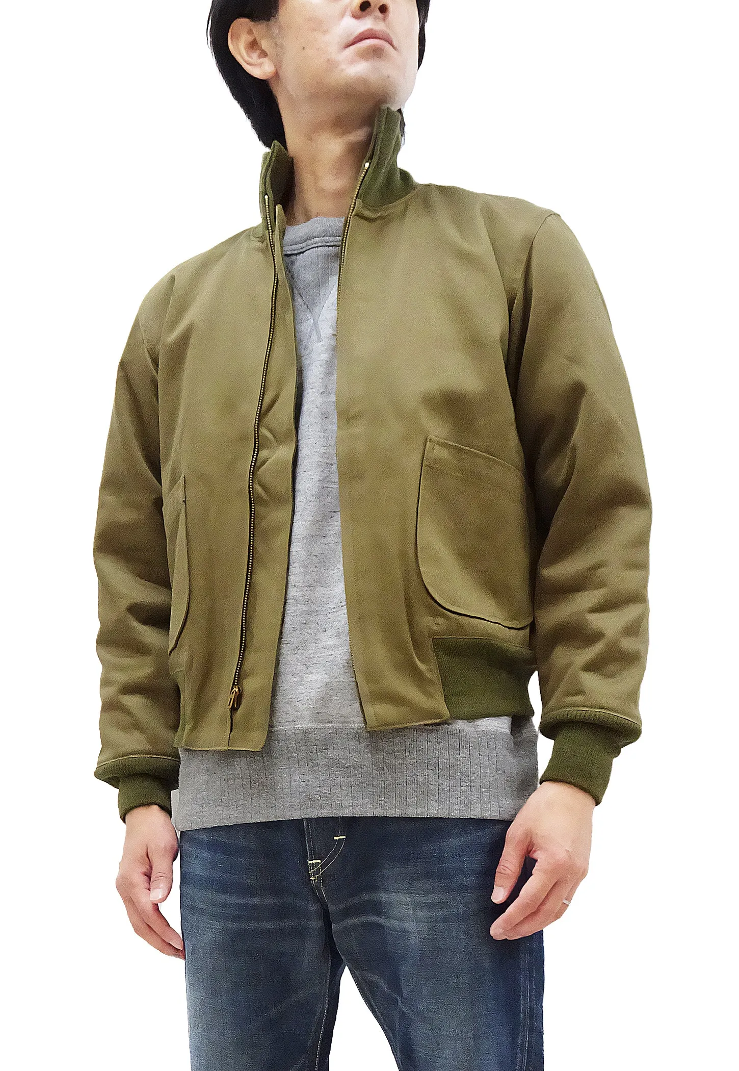 Buzz Rickson Plain Tanker Jacket Men's Reproduction US Army 1941 1st Pattern Tank Jacket BR14860 Olive Drab